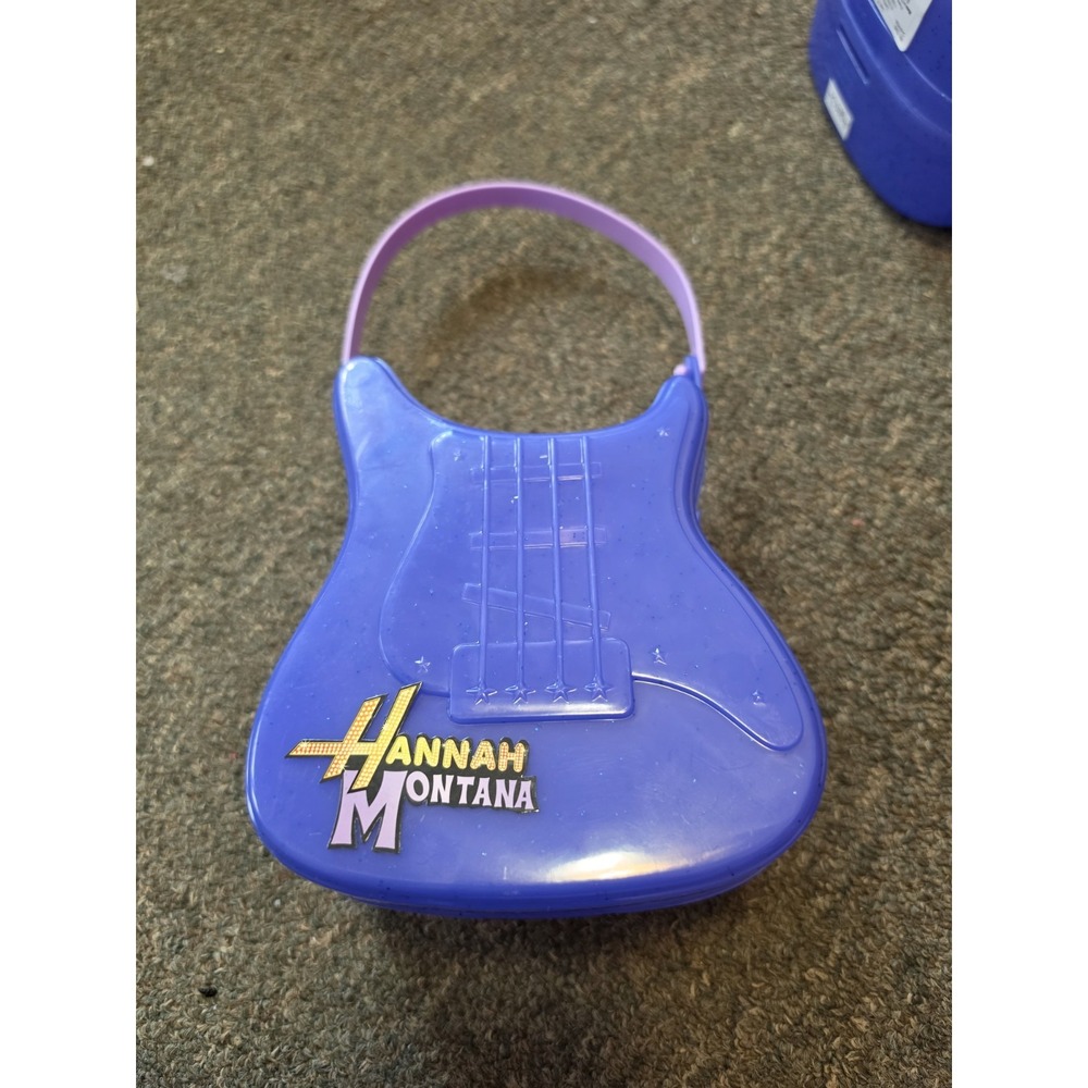 Hannah Montana Guitar Shaped Halloween Candy Bucket Purple Disney 2008 Y2K
